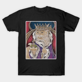 King Cat - White Outlined Design T-Shirt